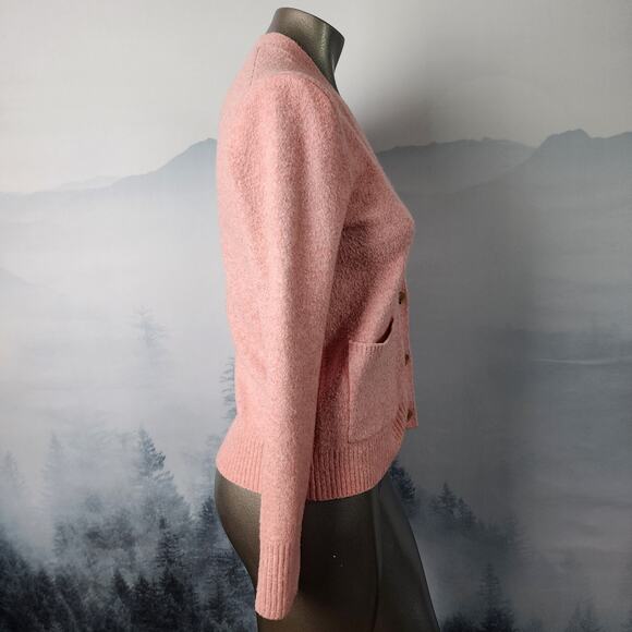 J. Crew Extra-Soft Wool Blend Baby Pink V-Neck Cardigan Sweater | Women's Small - Picture 4 of 12